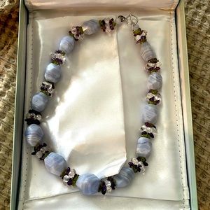 Vintage chalcedony, amethyst, peridot, & quartz necklace by Ross-Simons. 21.5”